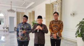  Wakil Presiden Ma'ruf Amin saat memberikan keterangan di Istana Wakil Presiden, Jakarta.