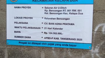 Proyek U-Ditch di Bencongan CV Bani Adna Pratama Tuai Sorotan