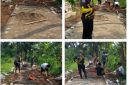 Kades mekar jaya ( Purwahidin )  turun langsung ke lapangan pekerjaan paving blok 