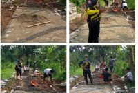 Kades mekar jaya ( Purwahidin )  turun langsung ke lapangan pekerjaan paving blok 